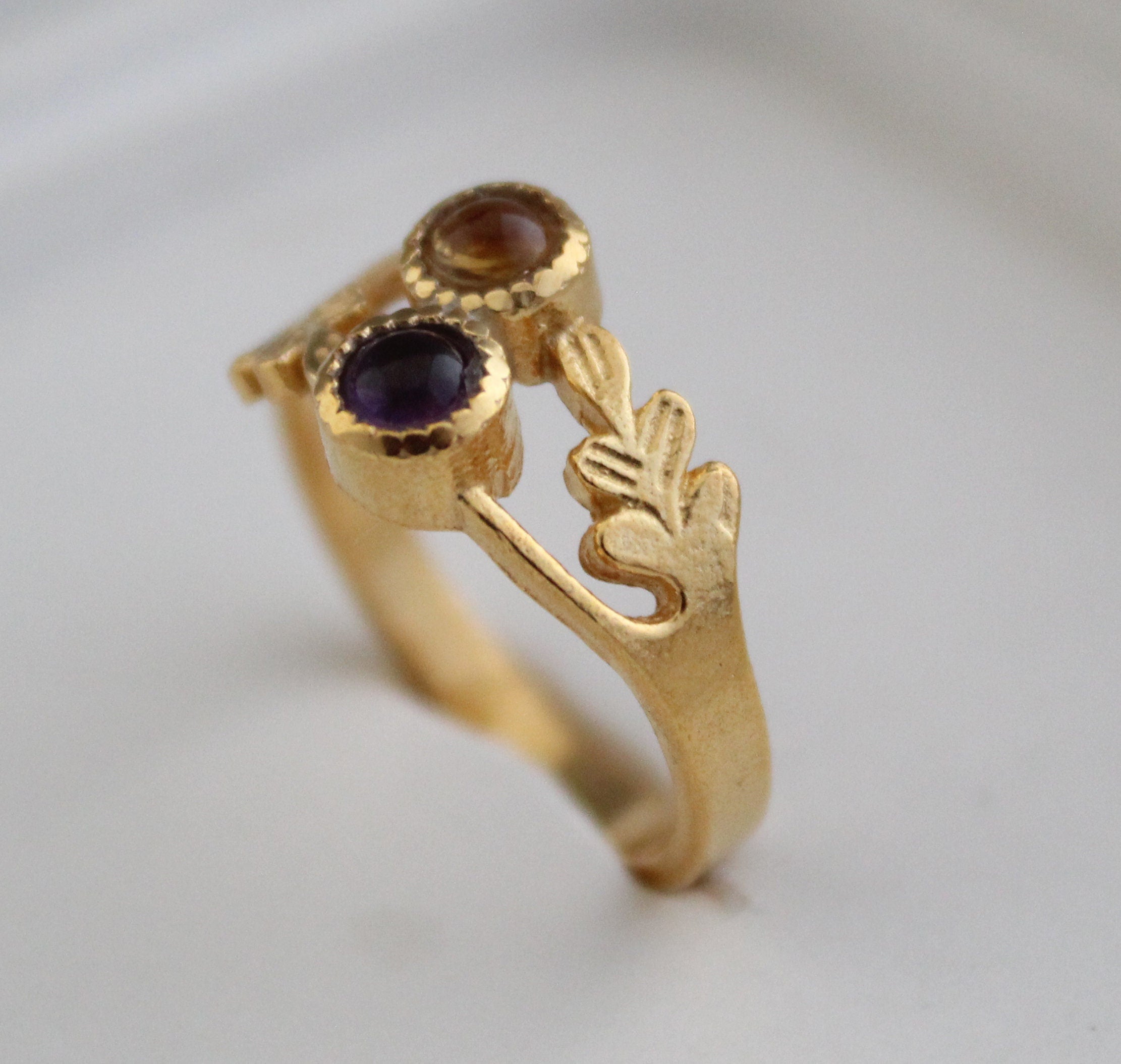 Citrine Ring, Amethyst Ring, Multi stone rings, Birthstone Ring for Mom, Mothers Day Gift, Personalized Birthstone Jewelry Gift for Her