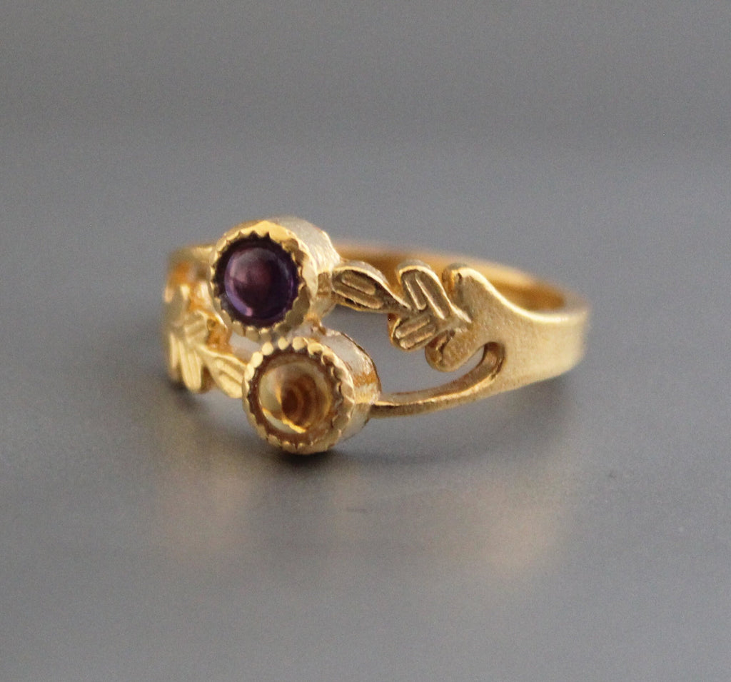 Citrine Ring, Amethyst Ring, Multi stone rings, Birthstone Ring for Mom, Mothers Day Gift, Personalized Birthstone Jewelry Gift for Her