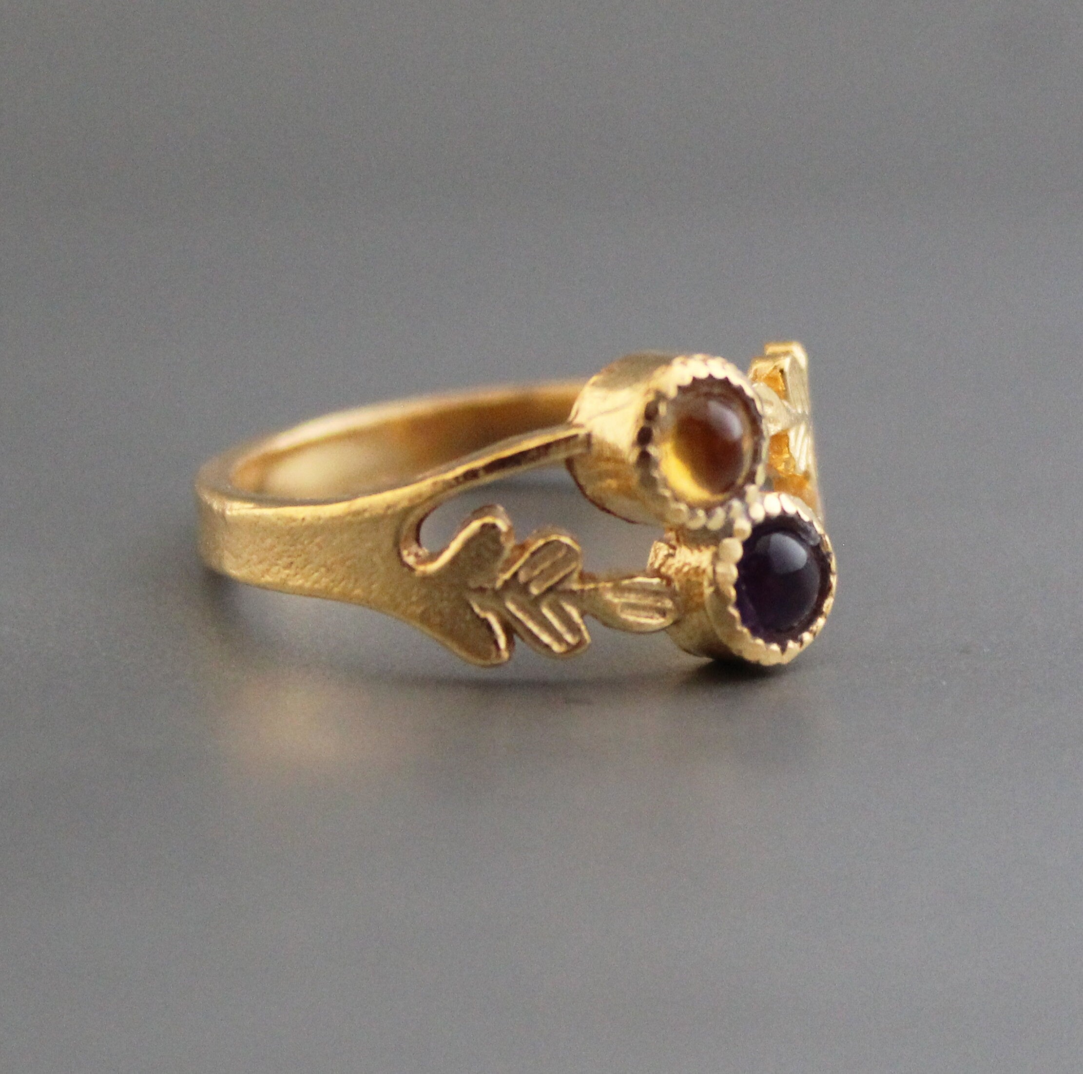 Citrine Ring, Amethyst Ring, Multi stone rings, Birthstone Ring for Mom, Mothers Day Gift, Personalized Birthstone Jewelry Gift for Her
