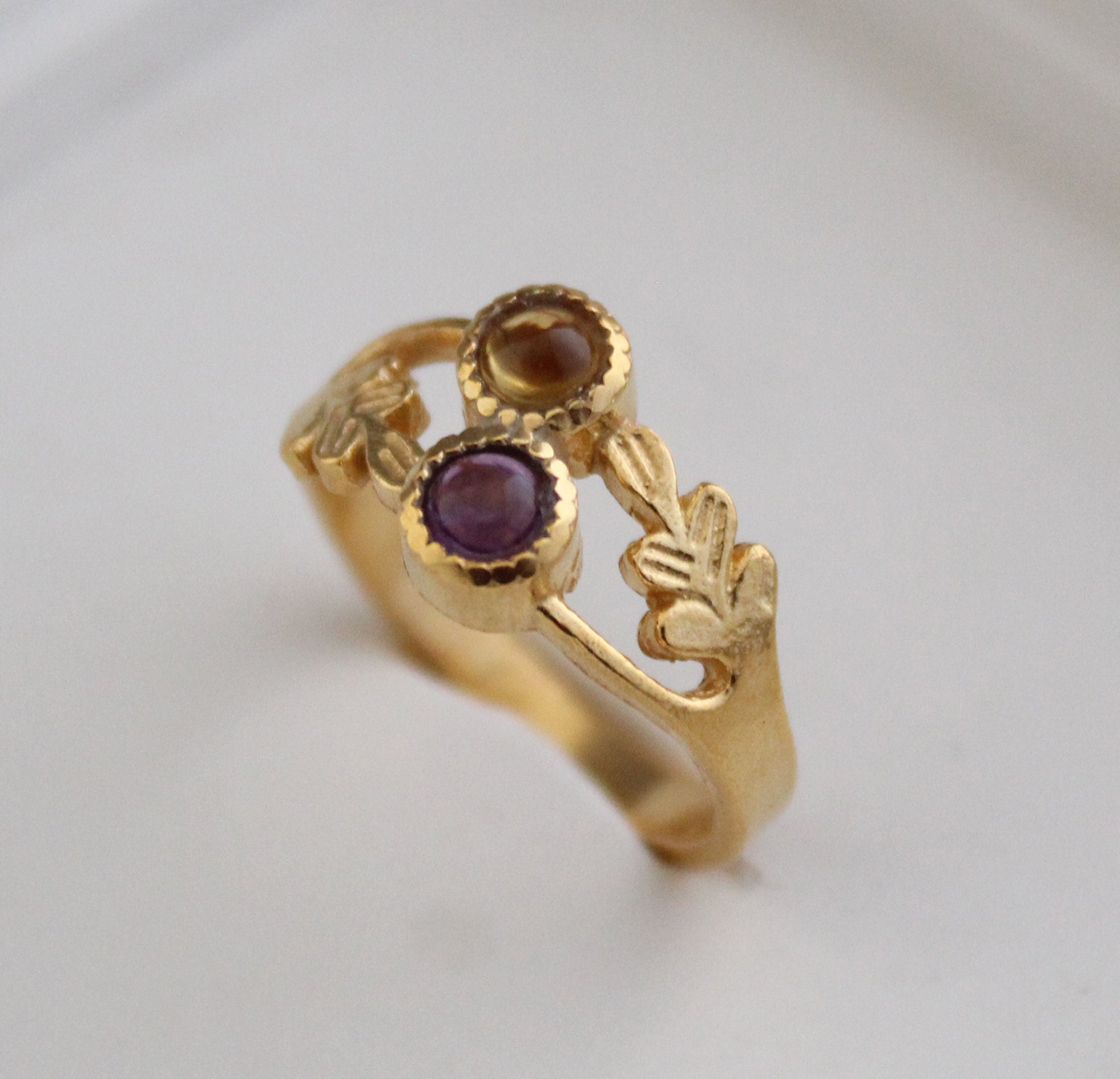 Citrine Ring, Amethyst Ring, Multi stone rings, Birthstone Ring for Mom, Mothers Day Gift, Personalized Birthstone Jewelry Gift for Her