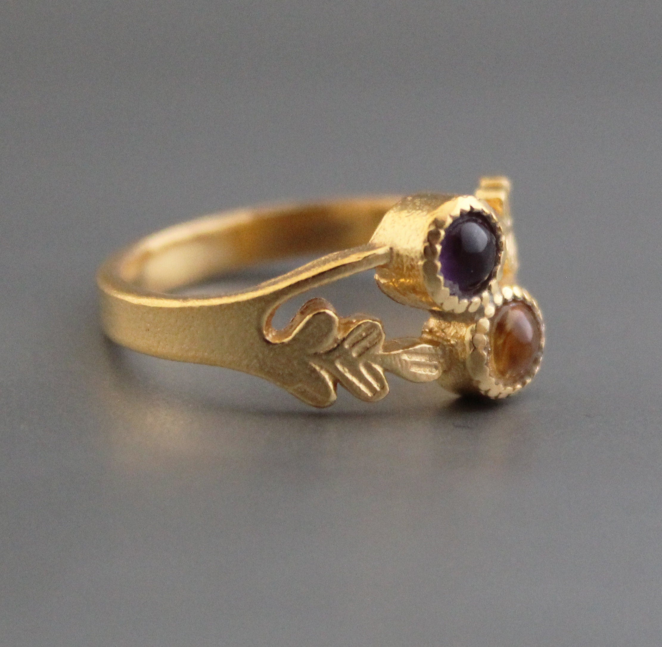 Citrine Ring, Amethyst Ring, Multi stone rings, Birthstone Ring for Mom, Mothers Day Gift, Personalized Birthstone Jewelry Gift for Her