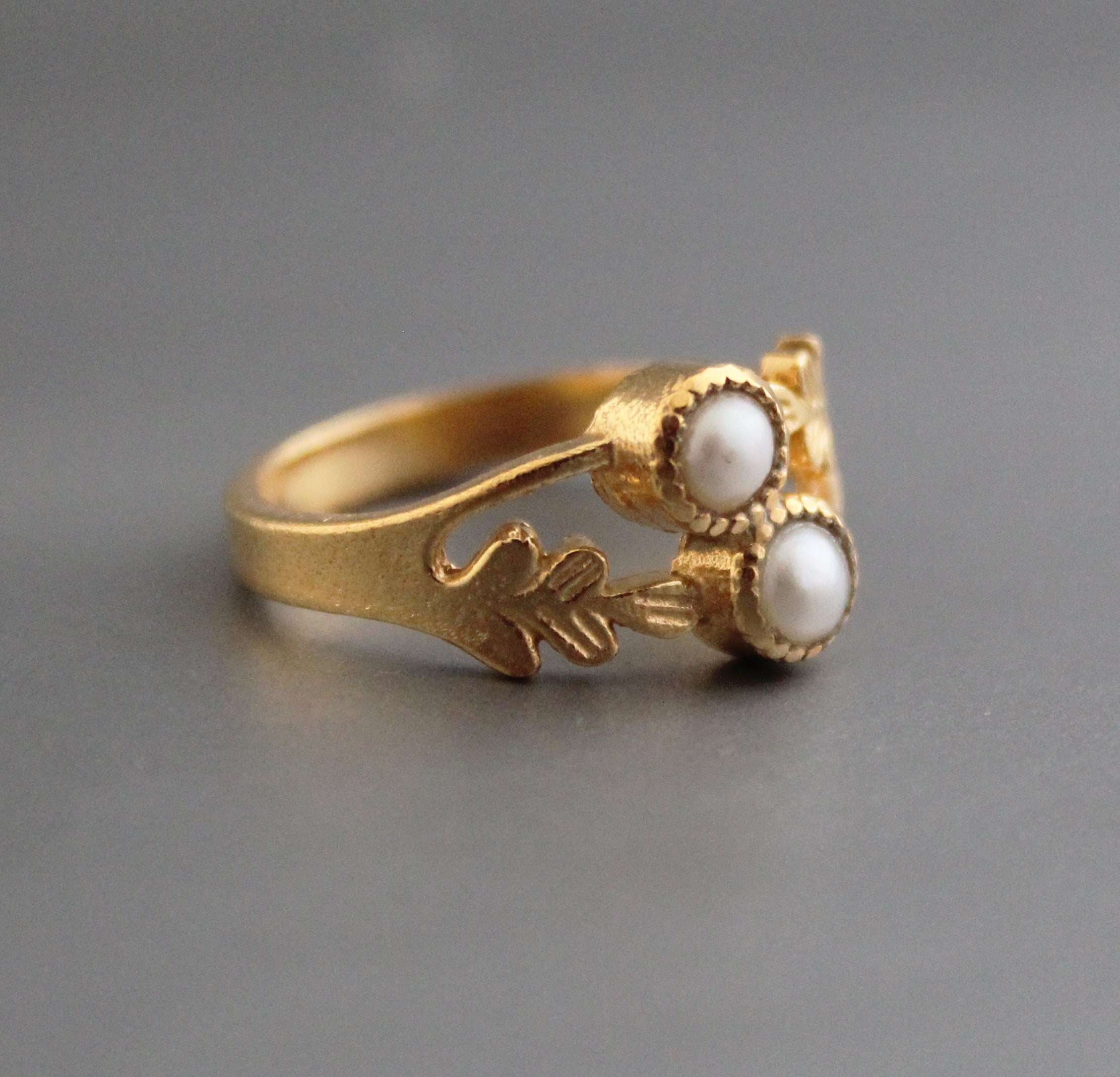 14K Gold Pearl Ring, Round Pearl Ring, Handmade Silver Ring, June Birthstone Pearl Ring, pearl ring dainty