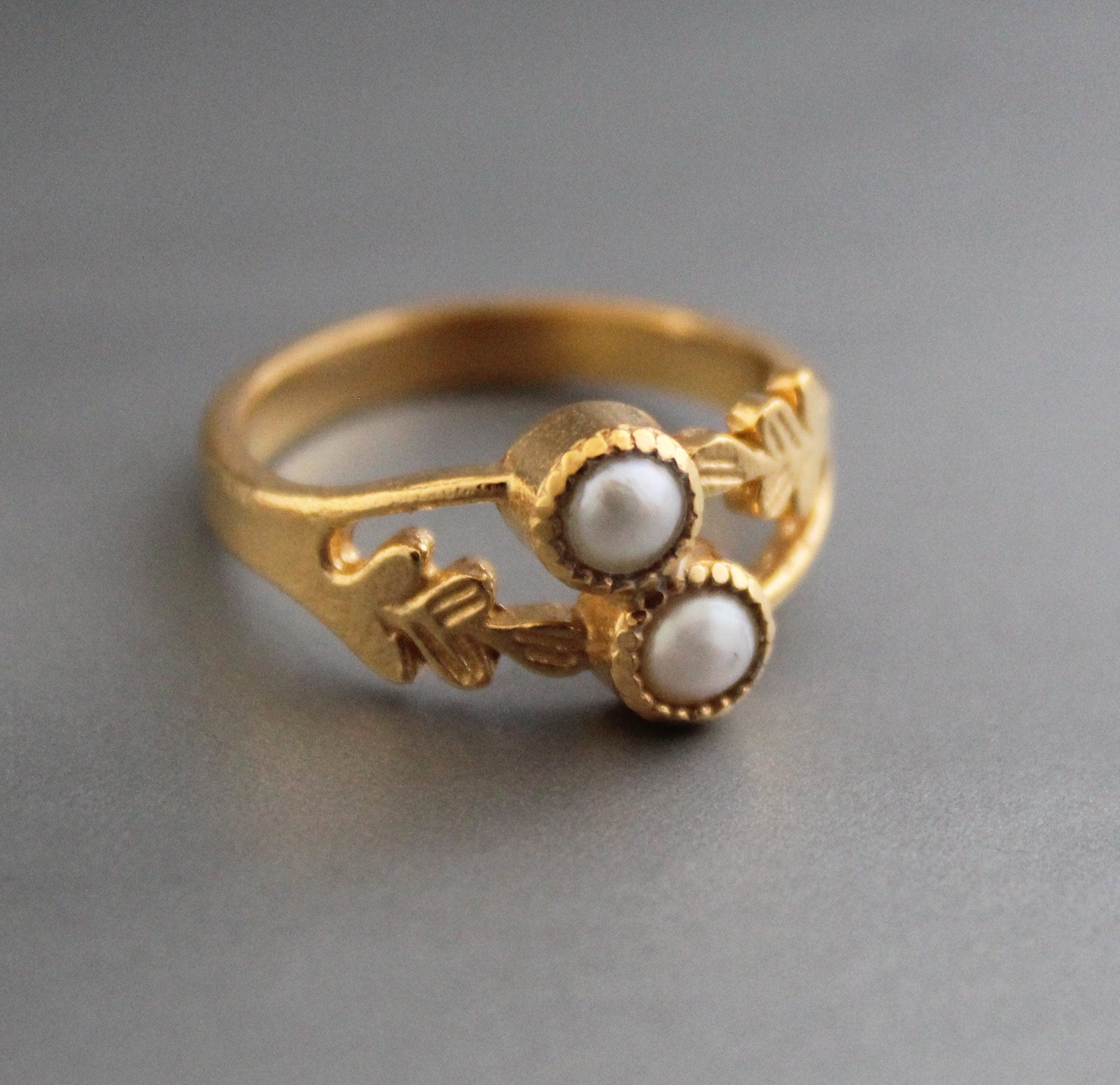 14K Gold Pearl Ring, Round Pearl Ring, Handmade Silver Ring, June Birthstone Pearl Ring, pearl ring dainty