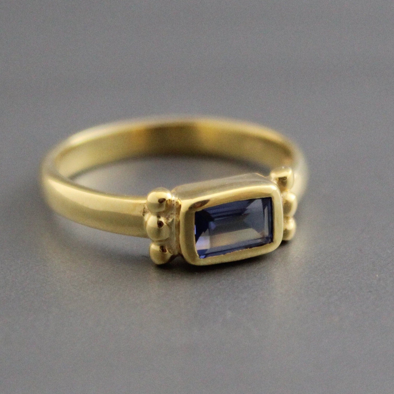 Blue Sapphire Ring, 14K Gold Vermeil, Blue Gemstone Ring, Anniversary Gift, Engagement Ring, Birthday gift, Birthstone ring