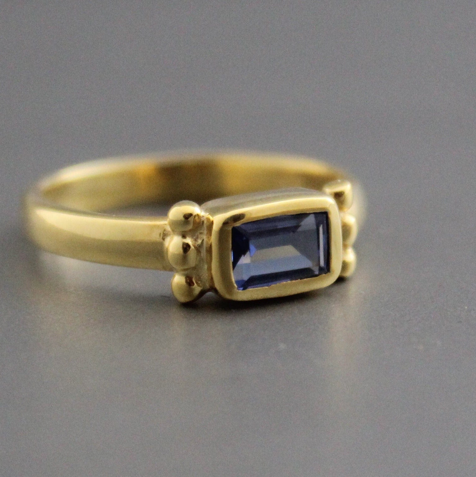 Blue Sapphire Ring, 14K Gold Vermeil, Blue Gemstone Ring, Anniversary Gift, Engagement Ring, Birthday gift, Birthstone ring