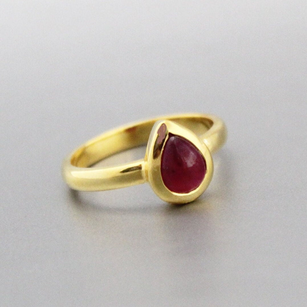 Natural Ruby Ring, Dainty Sterling Silver July Birthstone, 18K Gold Vermiel, Designer Band, Engagement Ring, Pretty Ring