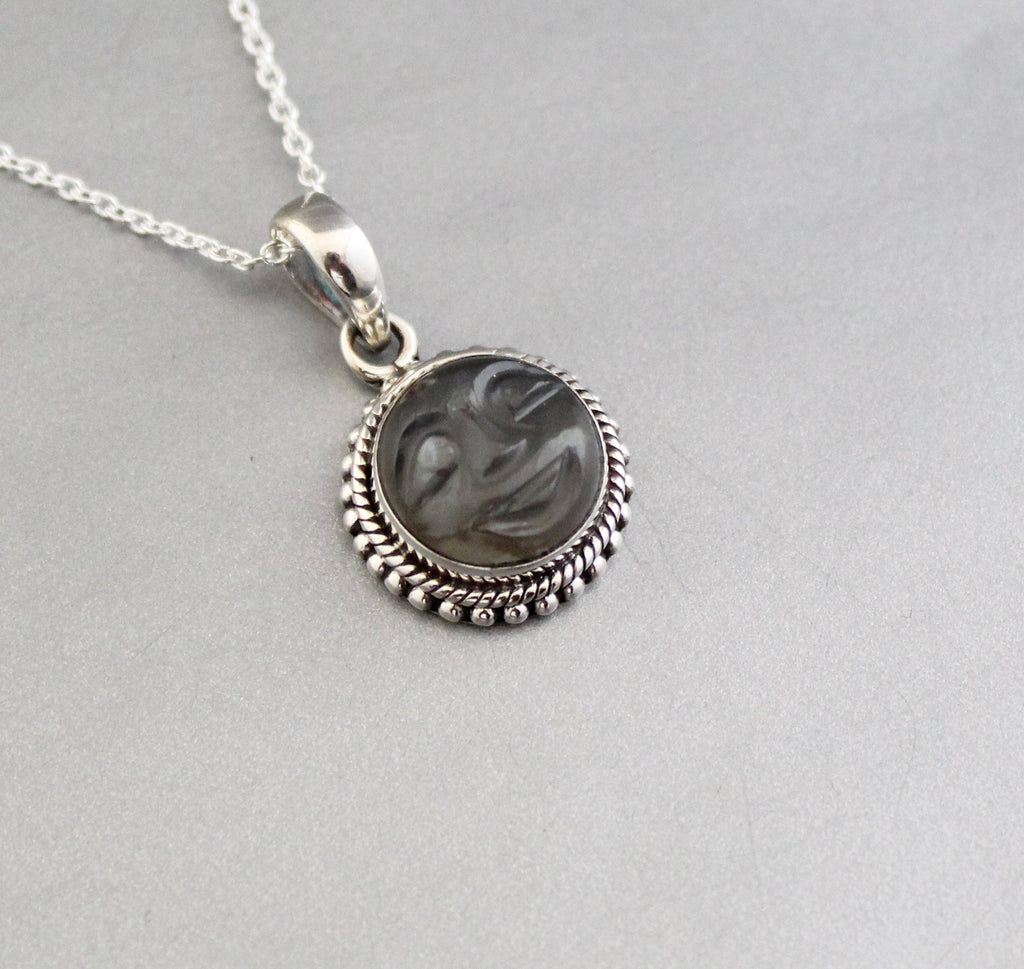 Grey Moonstone Sterling Silver Necklace, Minimalist Celestial Pendant, Healing crystal necklace, Handmade necklace, Crystal necklace