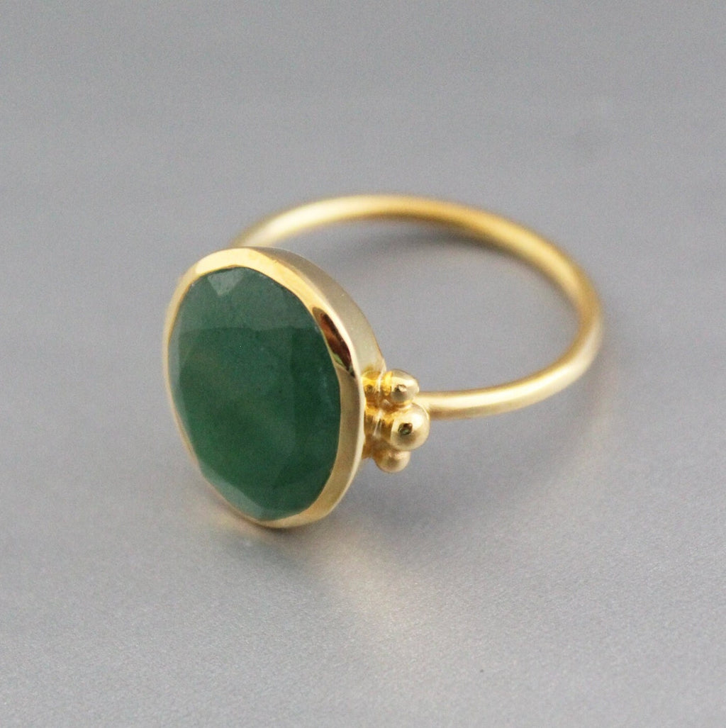 Green Onyx Statement Ring, 925 Sterling Silver Anniversary Ring, 18k Gold Plated, Jewelry, Handmade