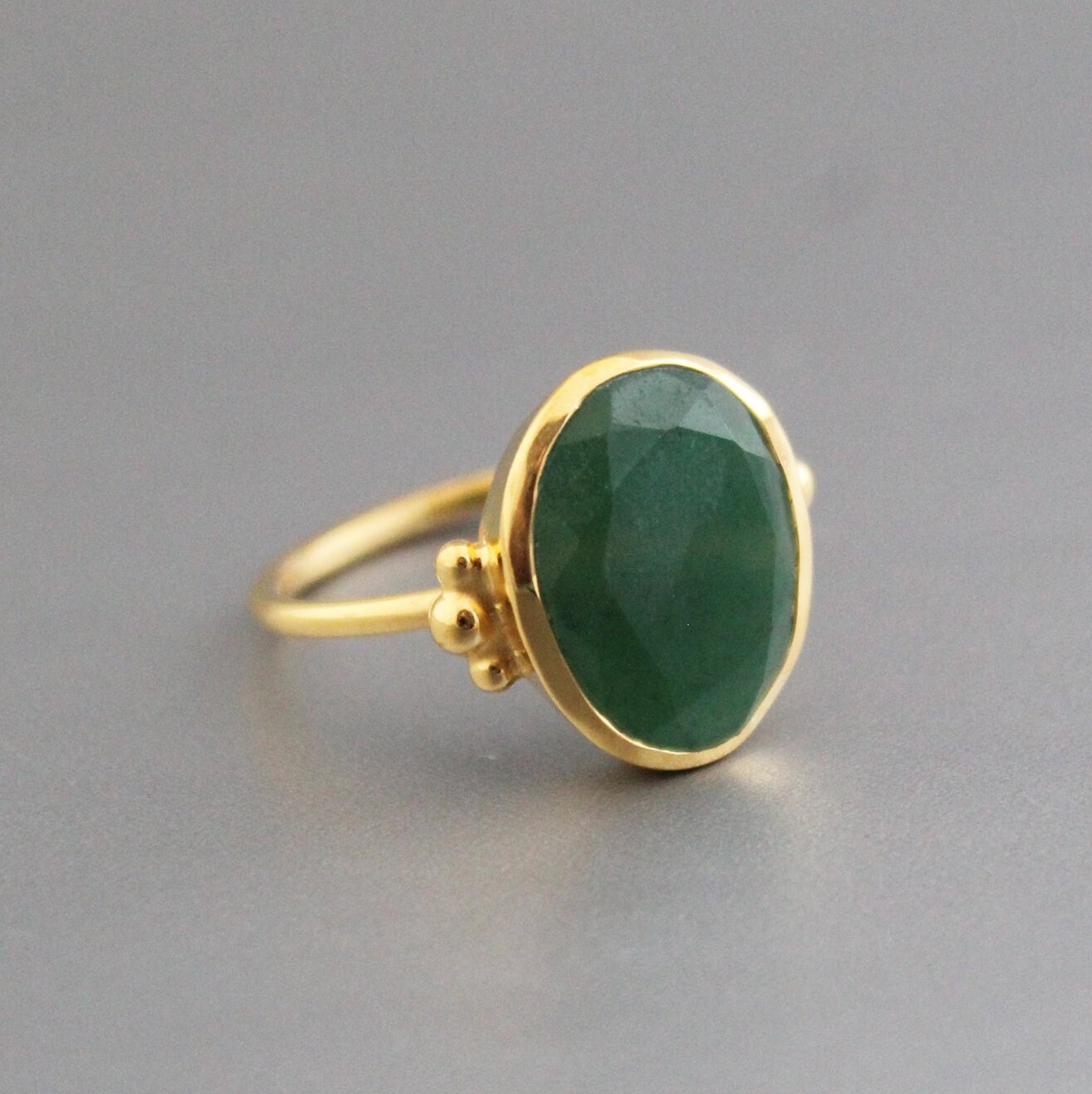 Green Onyx Statement Ring, 925 Sterling Silver Anniversary Ring, 18k Gold Plated, Jewelry, Handmade