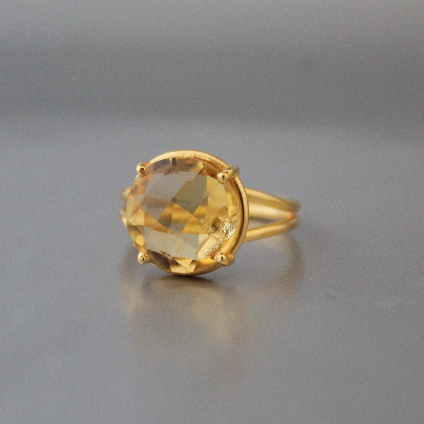 Natural Citrine Ring, Delicate Ring, 18K Gold Filled 925 Sterling Silver Ring, Handmade Ring, Wedding Jewelry,