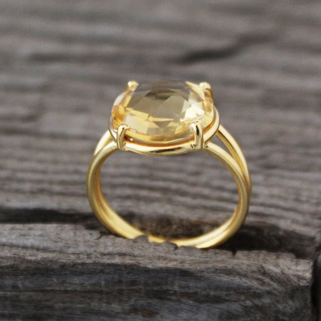 Natural Citrine Ring, Delicate Ring, 18K Gold Filled 925 Sterling Silver Ring, Handmade Ring, Wedding Jewelry,