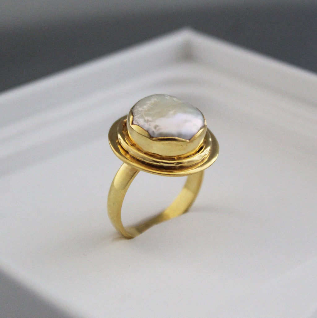 18K Gold Victorian Pearl Ring, Vintage Pearl Ping, Statement Ring, Freshwater Pearl Ring, pearlrings