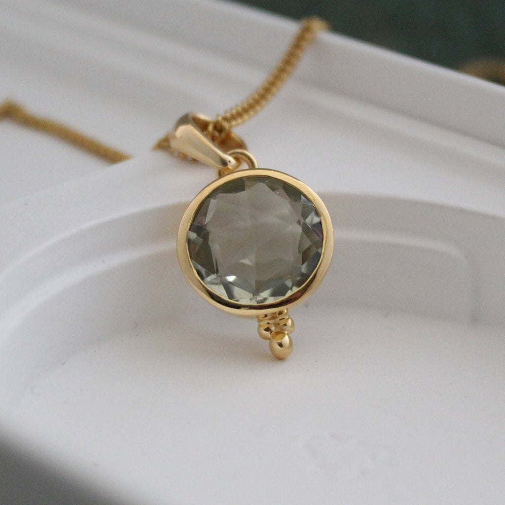 Green Amethyst Prasiolite, Birthstone Jewelry, 18K Gold Filled, Gemstone pendant, Birthday Gift for Her, Mothers Day Gift
