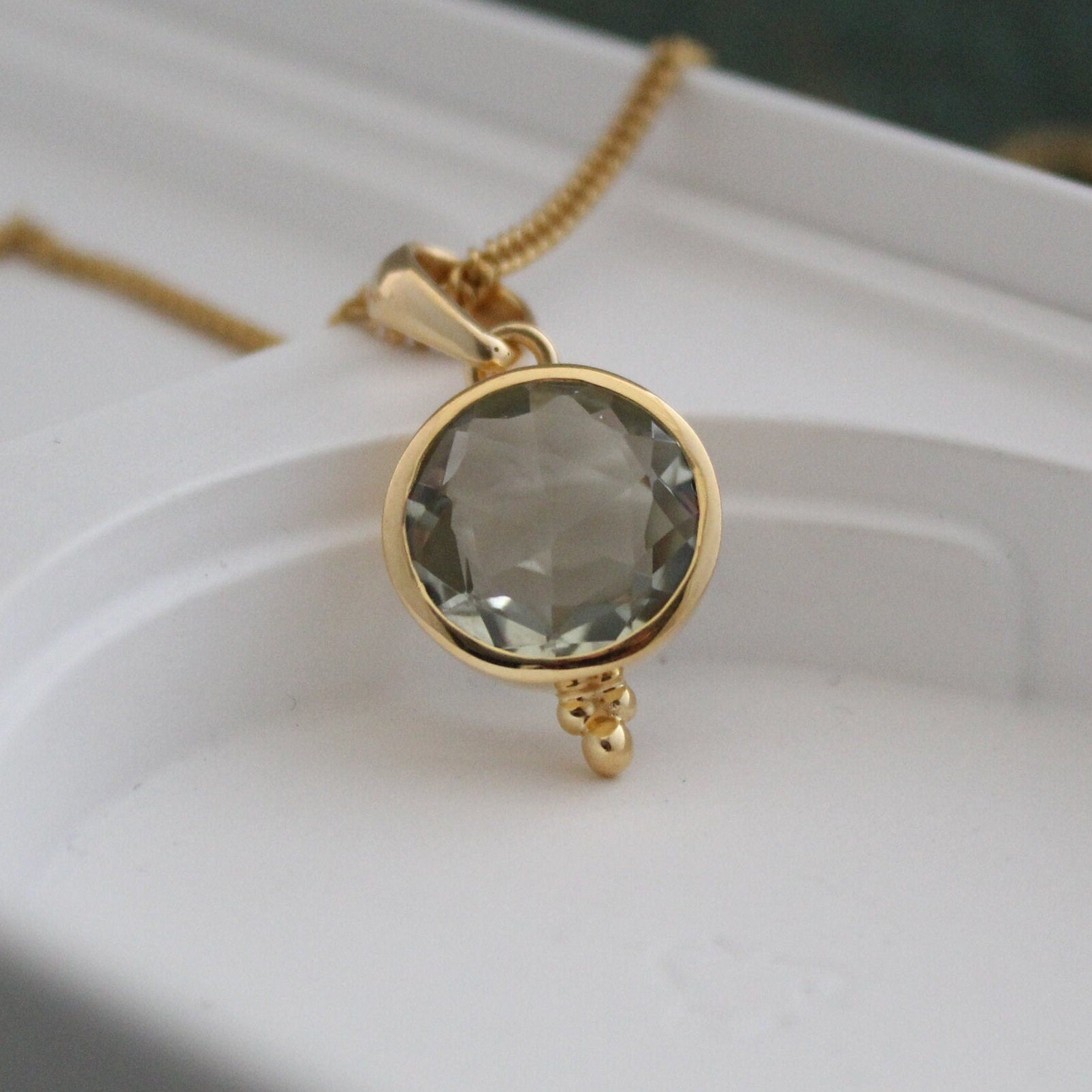 Green Amethyst Prasiolite, Birthstone Jewelry, 18K Gold Filled, Gemstone pendant, Birthday Gift for Her, Mothers Day Gift