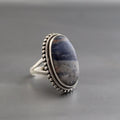 Blue Jasper Sterling Silver Ring, Handmade Bohemian Jewelry Oval Statement Jewelry, Birthstone Ring, Gift For Her, Christmas Gift
