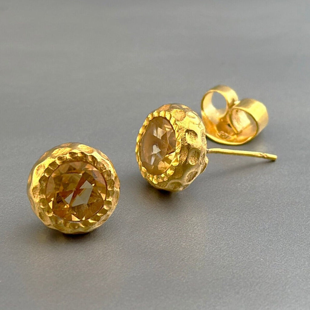 Citrine Stud Earrings, Sterling Silver November Birthstone, Gemstone Stud Earrings , Birthday Gift for Her