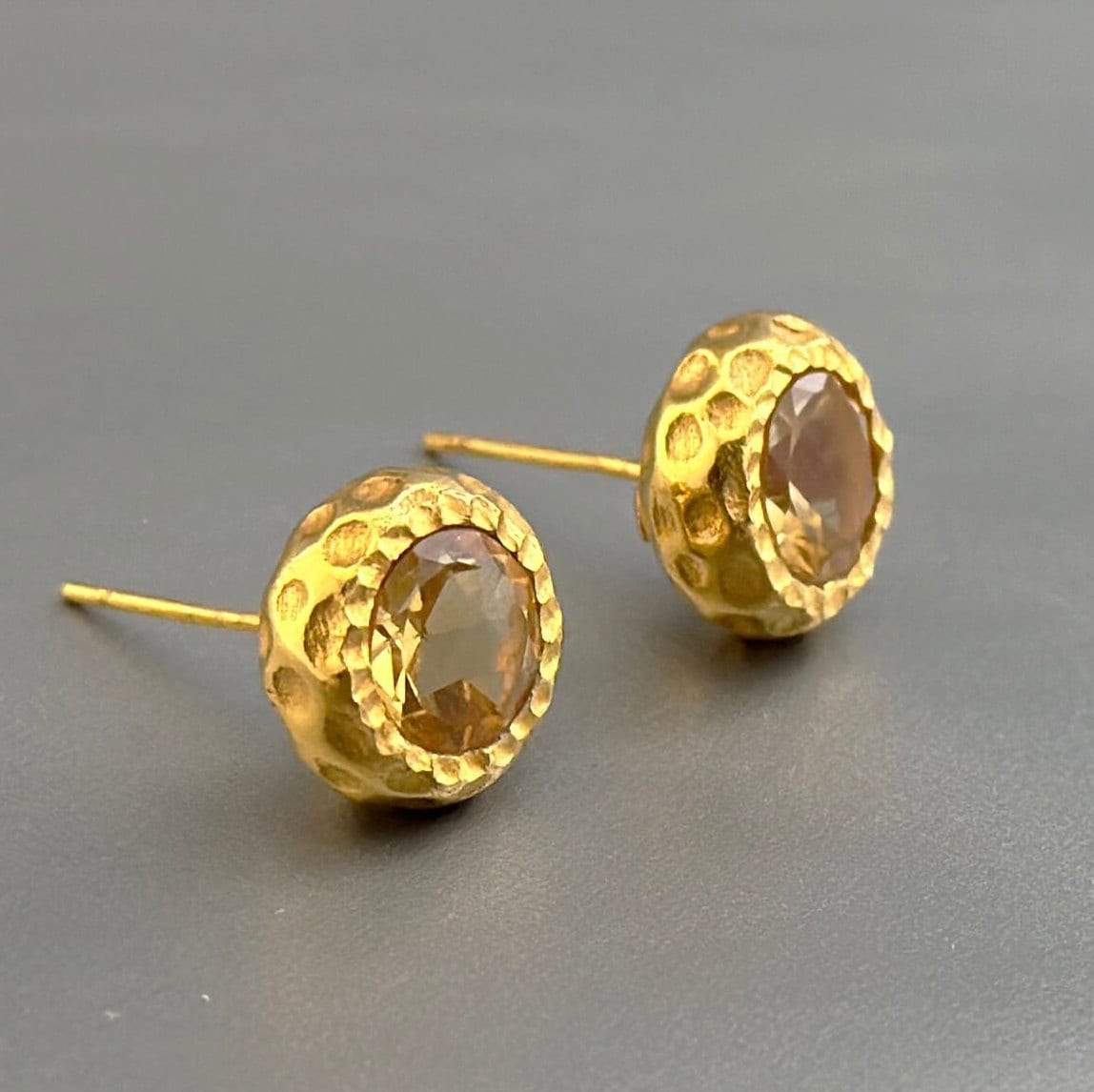 Citrine Stud Earrings, Sterling Silver November Birthstone, Gemstone Stud Earrings , Birthday Gift for Her