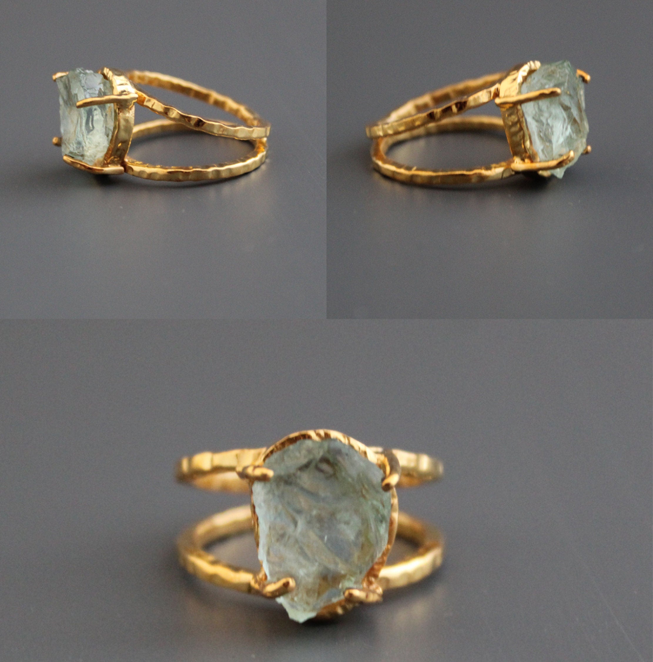 Raw Aquamarine Ring, Raw Birthstone Jewelry, Rough Raw Crystal Ring, Silver Ring, Handmade Statement, Natural, Organic, Bridal