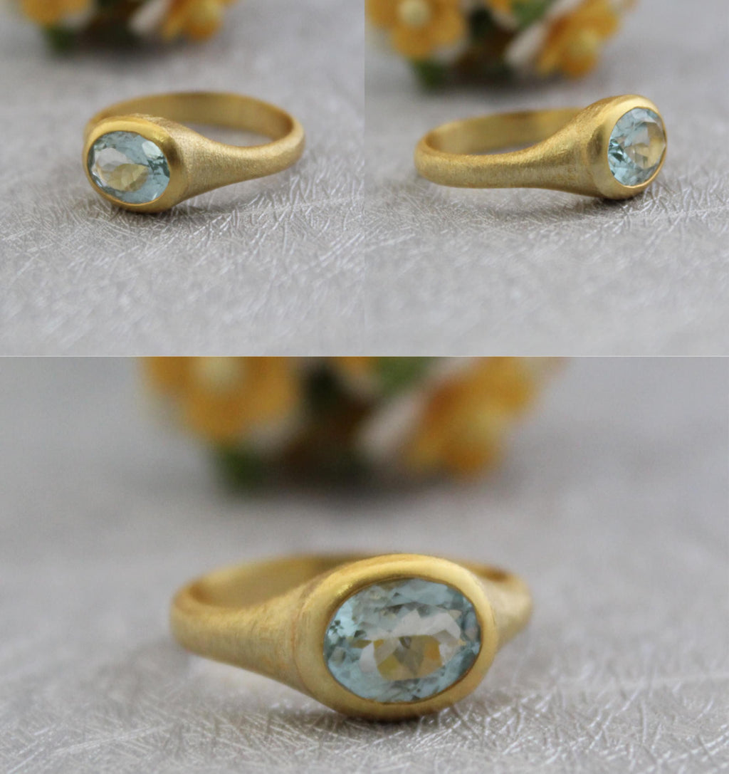 Natural Aquamarine Ring, Solitaire Ring, March Birthstone Ring, dainty promise ring, Blue Gemstone Ring, Engagement ring, Wedding Gifts