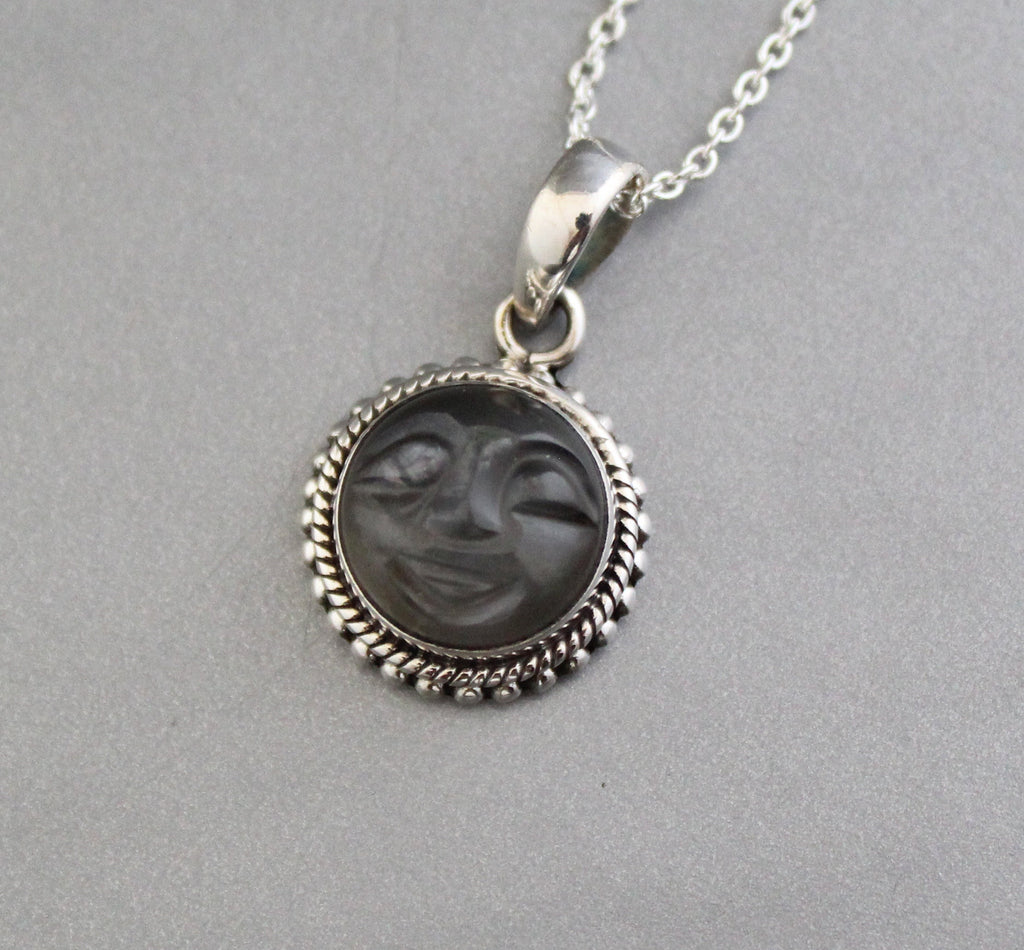 Grey Moonstone Sterling Silver Necklace, Minimalist Celestial Pendant, Healing crystal necklace, Handmade necklace, Crystal necklace