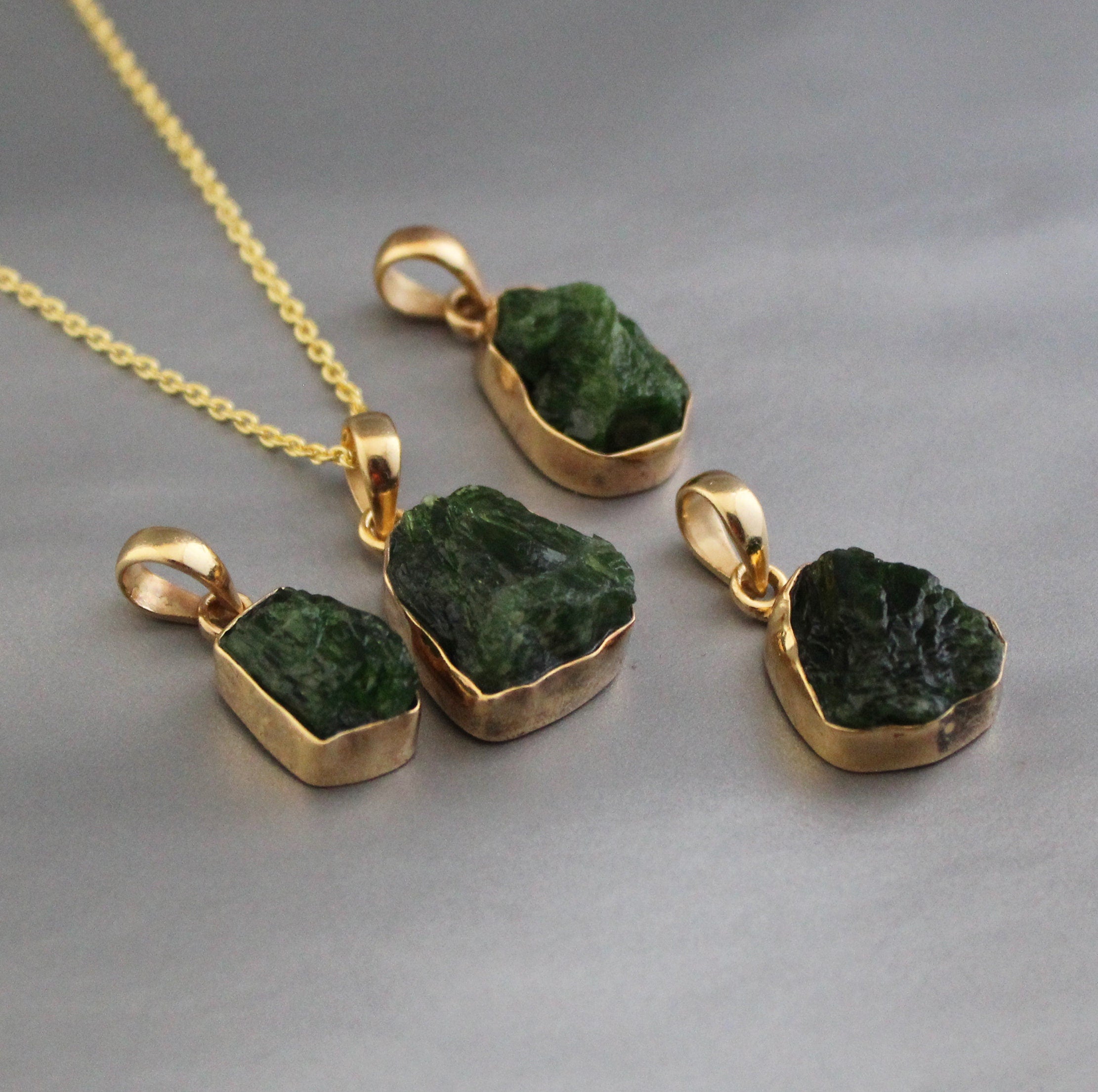 Raw Emerald Necklace: Handmade 18K Gold May Birthstone Pendant