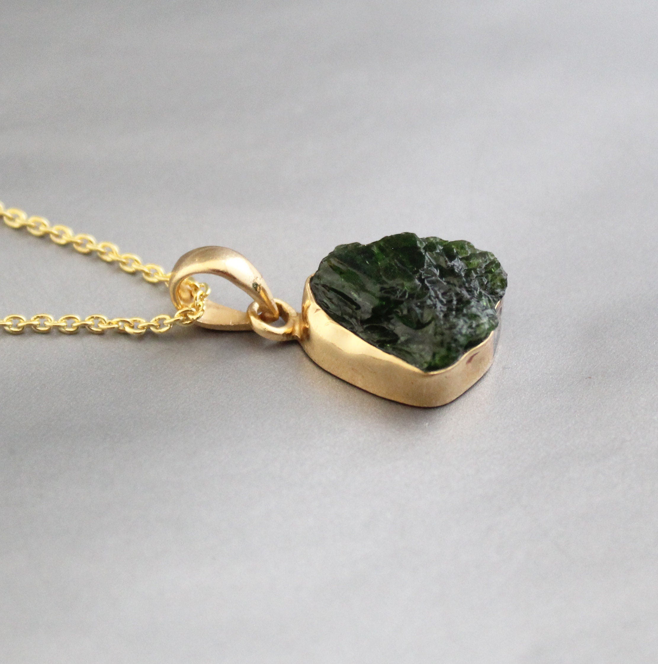 Raw Emerald Pendant Necklace, 14K Gold, May Birthstone, unique crystal, boho chic, green crystal, handmade pendant, rough stone jewelry
