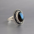 Handmade Oval Blue Fire Labradorite Ring, 925 Sterling Silver, Birthstone jewelry, Gemstone Ring, Art Deco Ring, Bohemian Jewelry