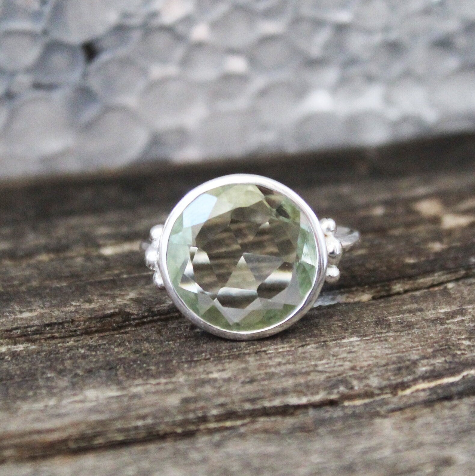 Green Amethyst Prasiolite Ring, Green Gemstone Rings, Anniversary Gift, Handmade jewelry, designer ring