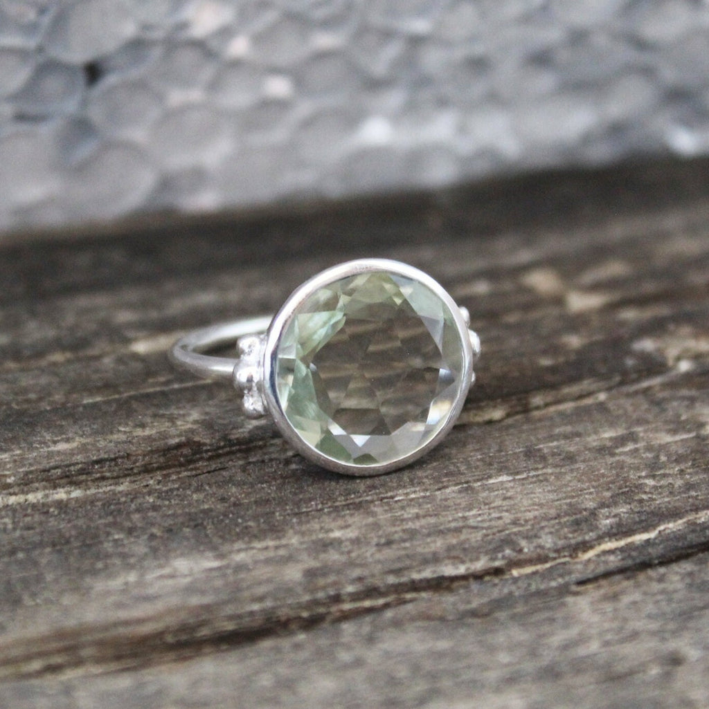 Green Amethyst Prasiolite Ring, Green Gemstone Rings, Anniversary Gift, Handmade jewelry, designer ring