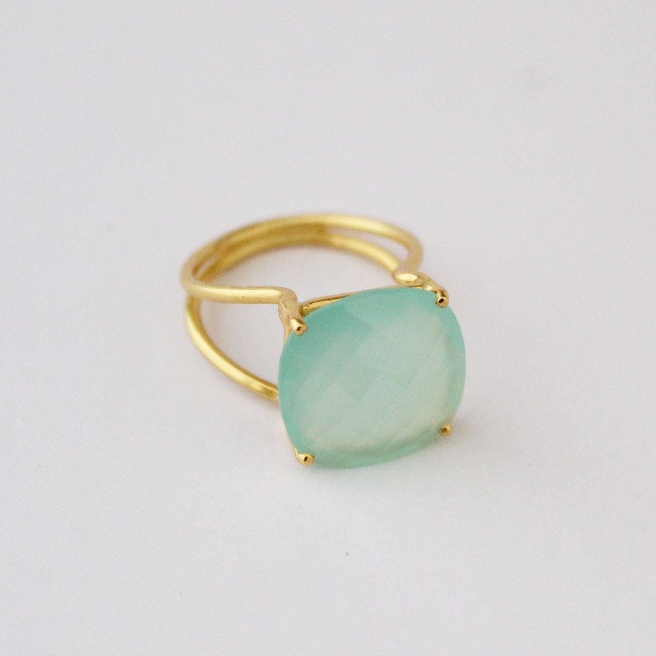 Aqua Chalcedony Ring: Sterling Silver March Birthstone Jewelry