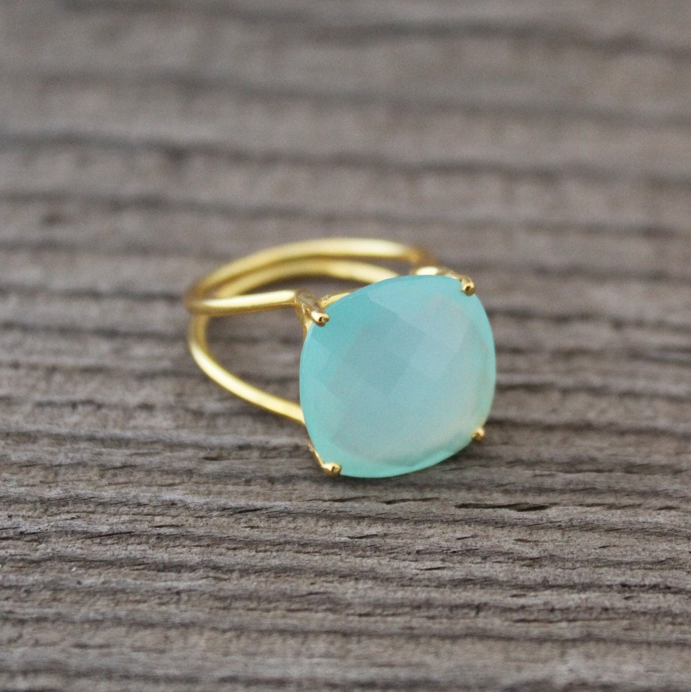 Aqua Chalcedony Ring: Sterling Silver March Birthstone Jewelry