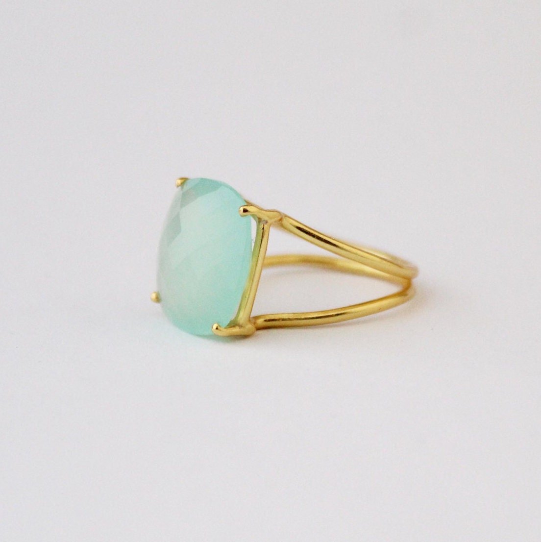 Aqua Chalcedony Ring: Sterling Silver March Birthstone Jewelry