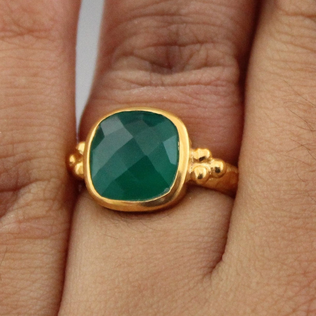 Green Onyx Ring, Green Gemstone Ring, Chunky Statement Ring, Bold Crystal Jewelry, Mothers Day