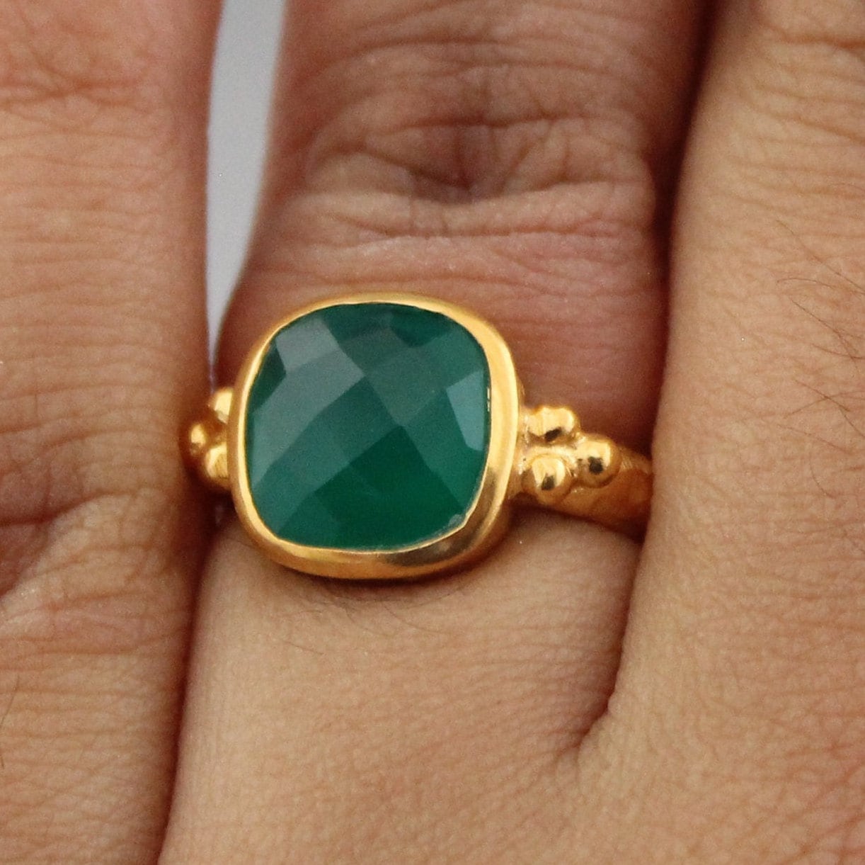 Green Onyx Ring, Green Gemstone Ring, Chunky Statement Ring, Bold Crystal Jewelry, Mothers Day