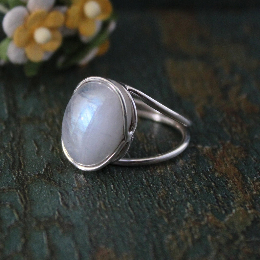 Rainbow Moonstone Ring, 925 Sterling Silver, Nature Inspired Ring, Promise Ring, Women Gift