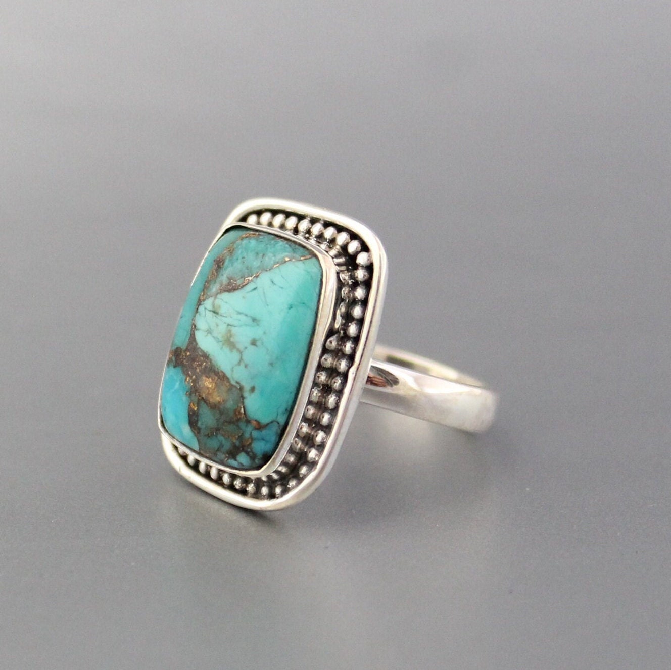 Copper Turquoise Ring, December Birthstone, turquoisering, turquoise gifts for her, turquoise 925 silver
