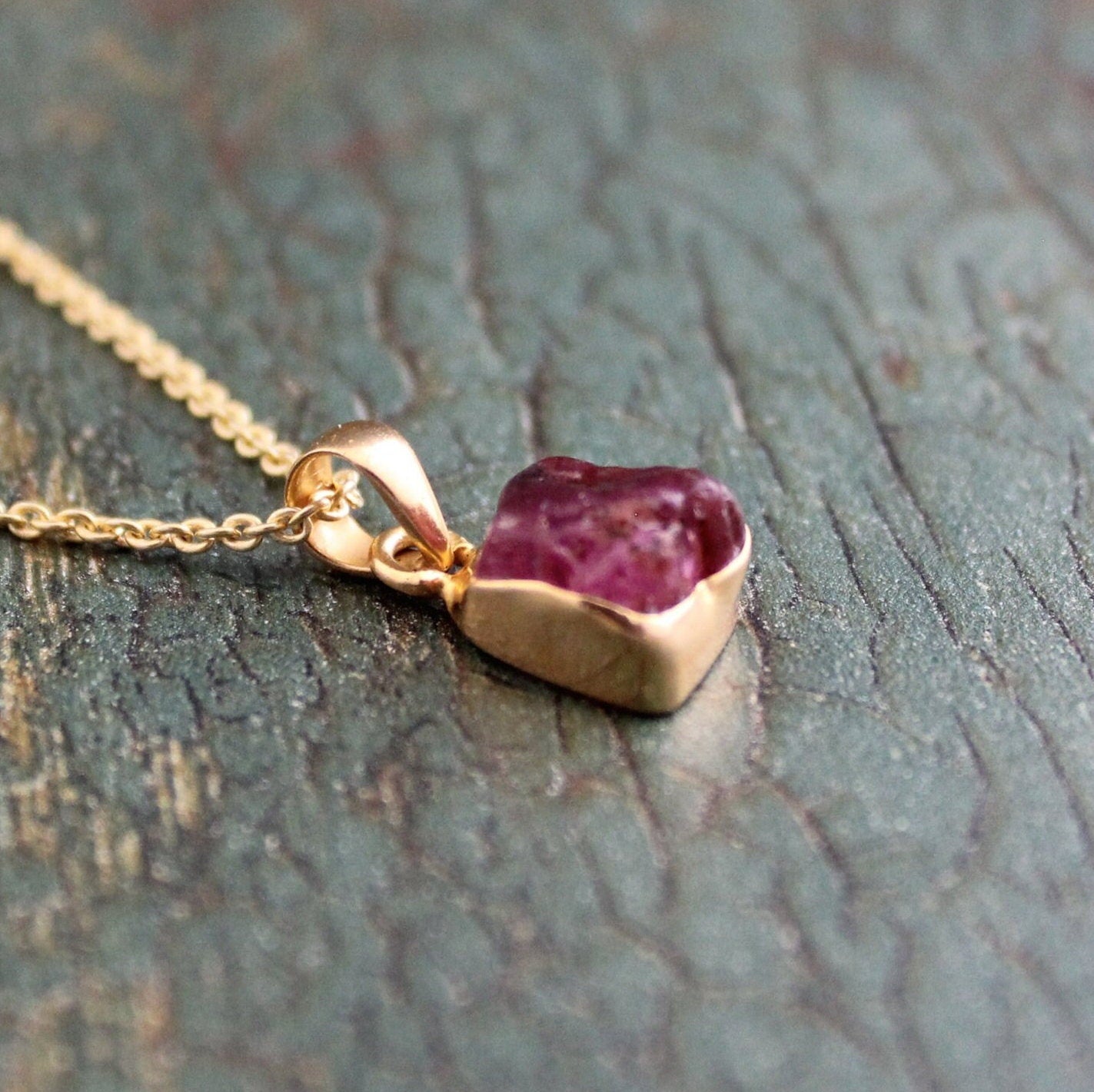 Raw Pink Tourmaline Necklace: Gold Plated Sterling Silver Pendant, October Birthstone, Silver, Gold Vermiel