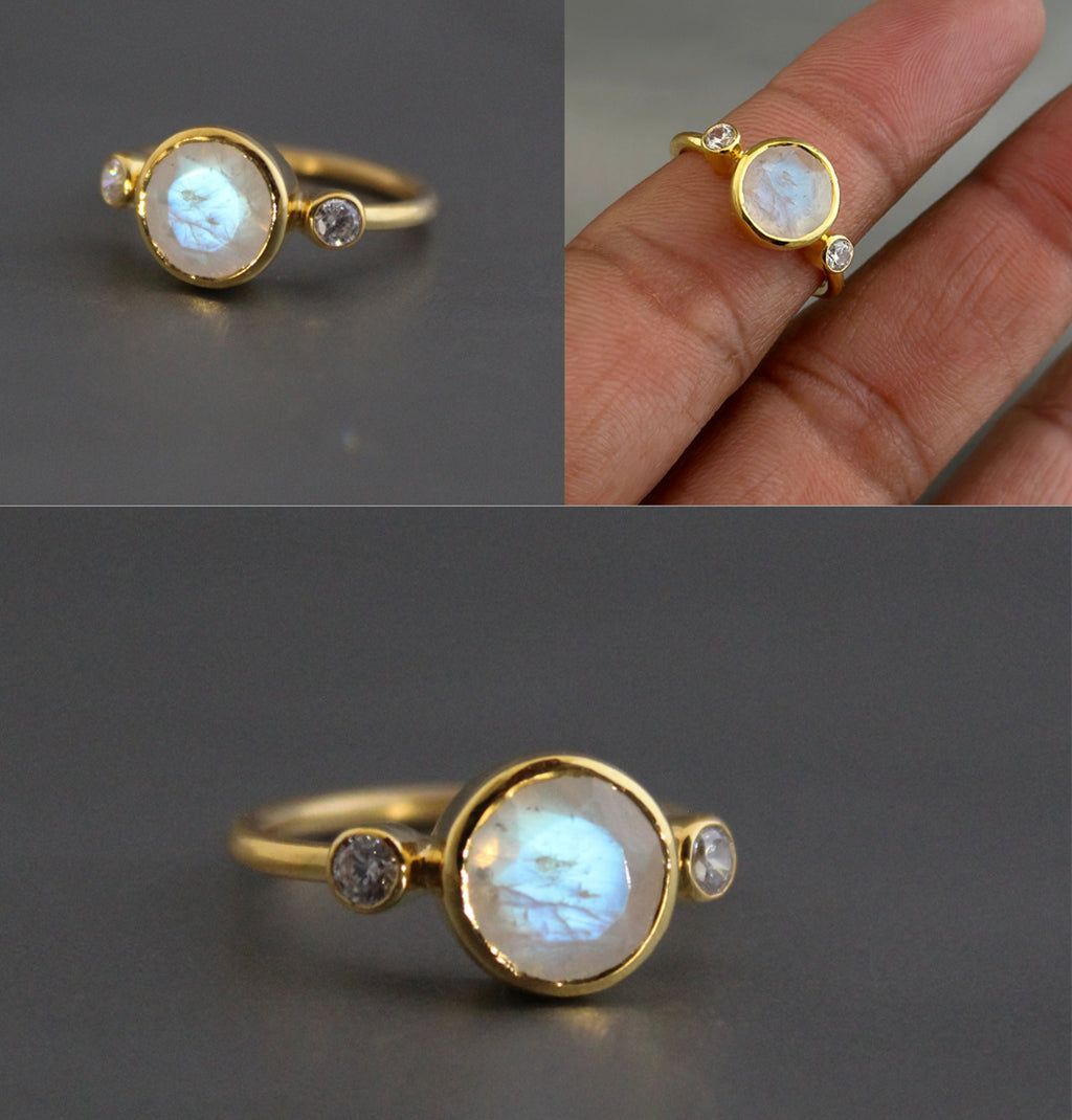 Rainbow Moonstone Ring, moonstonering, Cut Moonstone Ring, Handmade Gemstone Ring, June Birthstone