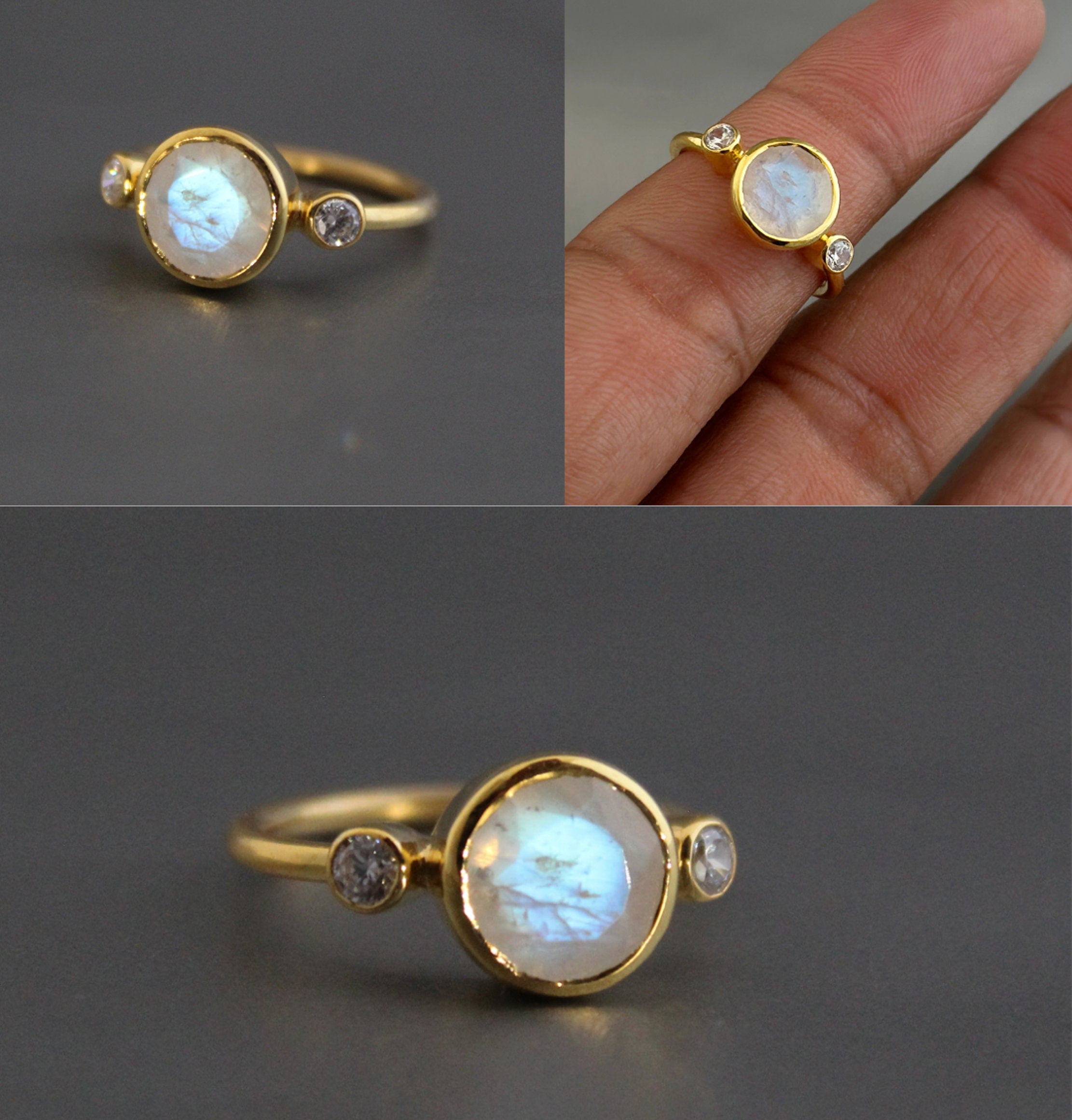 Rainbow Moonstone Ring, moonstonering, Cut Moonstone Ring, Handmade Gemstone Ring, June Birthstone