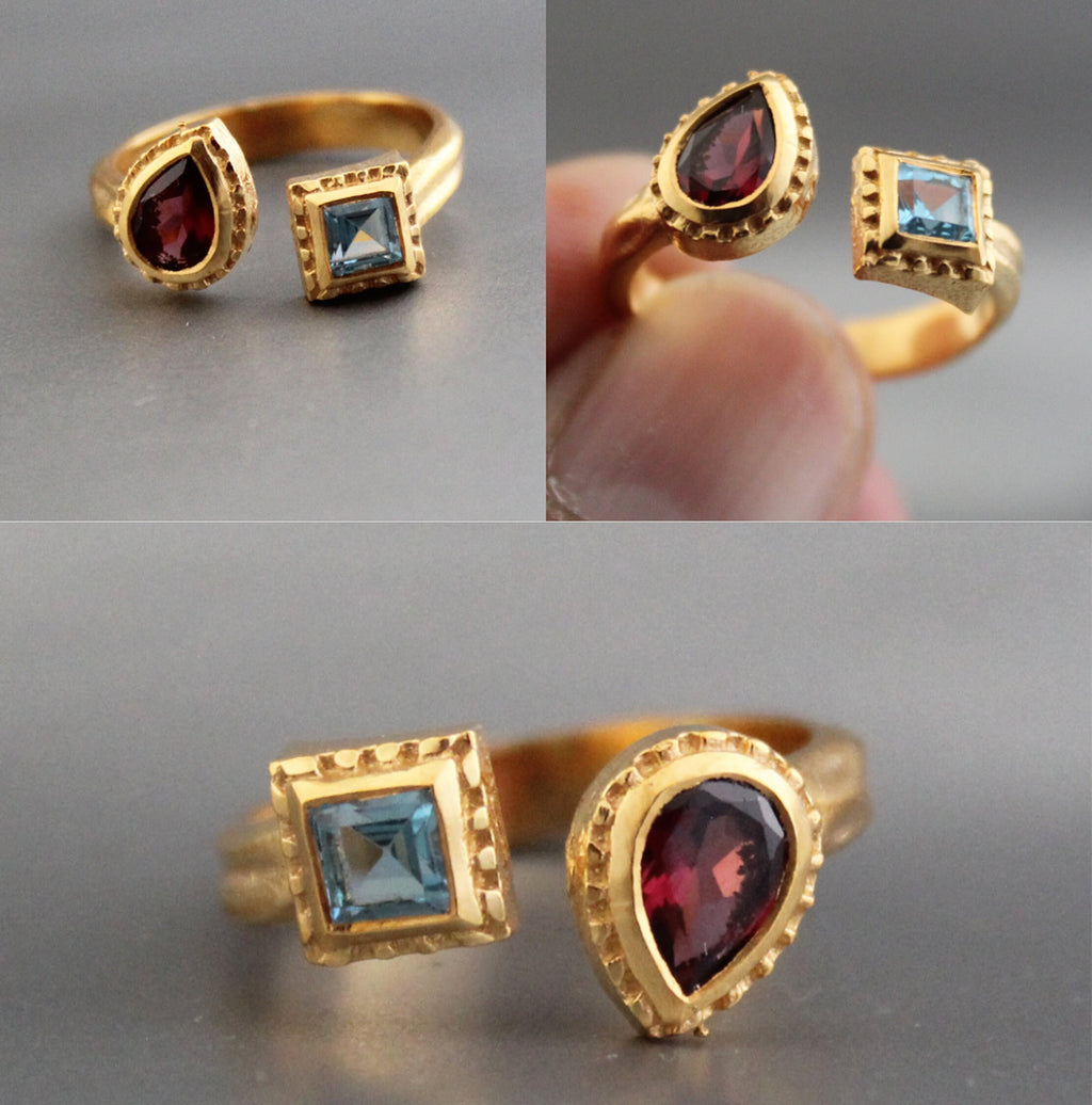 multi stone ring, Custom 2 Birthstone Ring, Personalized Family Ring for Mom, Best Friends Gift, Dainty Gold Birthstone Jewelry