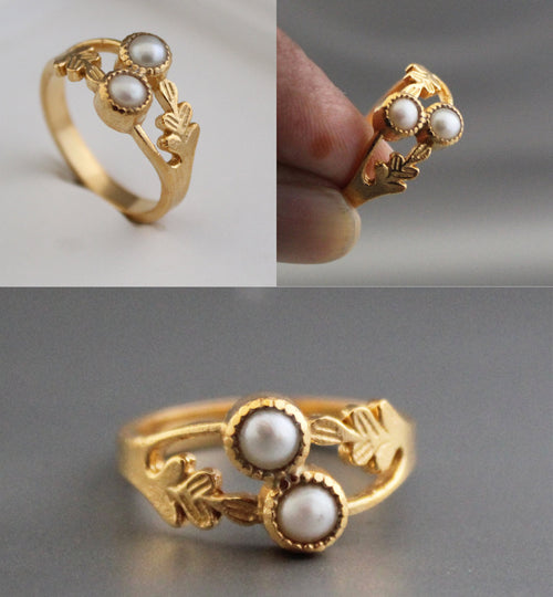 14K Gold Pearl Ring, Round Pearl Ring, Handmade Silver Ring, June Birthstone Pearl Ring, pearl ring dainty