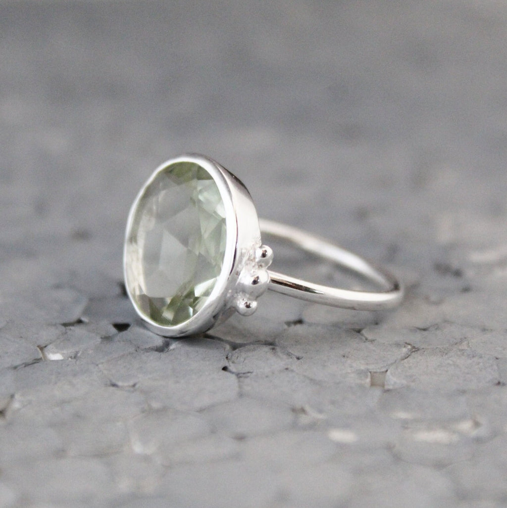 Green Amethyst Prasiolite Ring, Green Gemstone Rings, Anniversary Gift, Handmade jewelry, designer ring