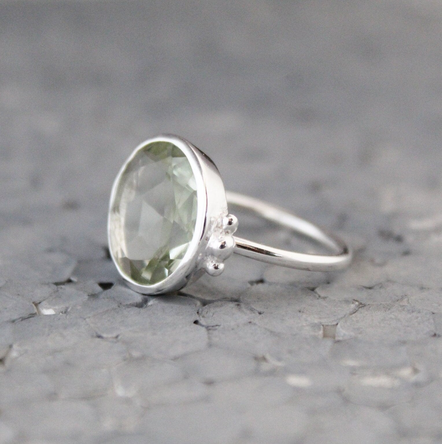 Green Amethyst Prasiolite Ring, Green Gemstone Rings, Anniversary Gift, Handmade jewelry, designer ring