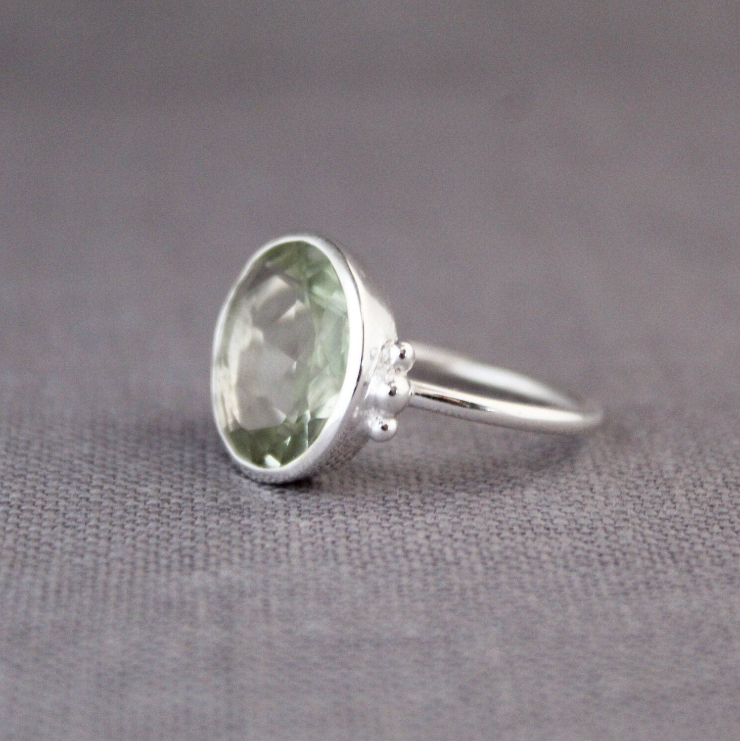 Green Amethyst Prasiolite Ring, Green Gemstone Rings, Anniversary Gift, Handmade jewelry, designer ring