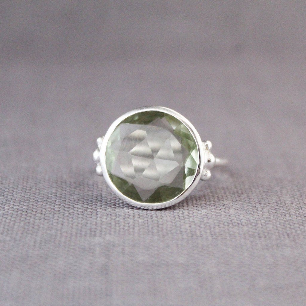 Green Amethyst Prasiolite Ring, Green Gemstone Rings, Anniversary Gift, Handmade jewelry, designer ring