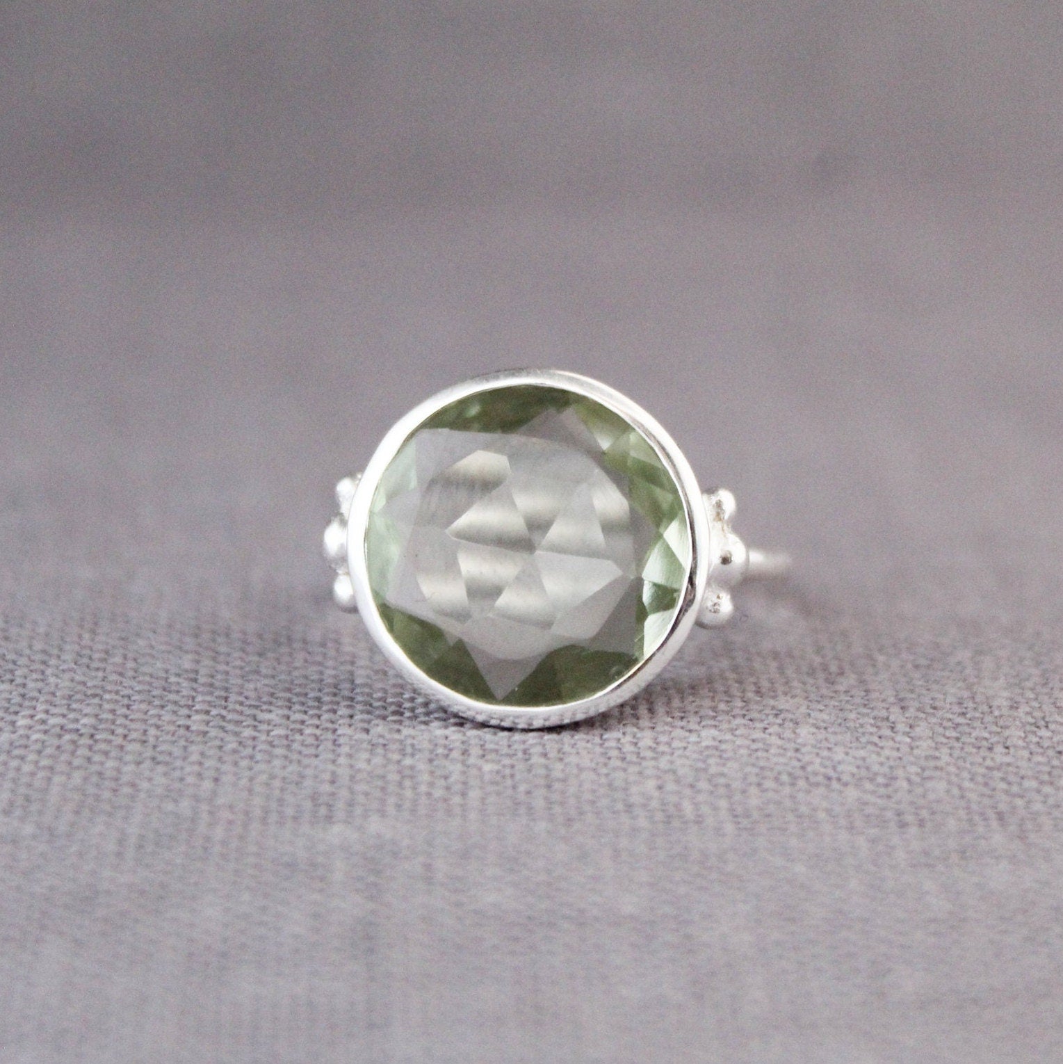 Green Amethyst Prasiolite Ring, Green Gemstone Rings, Anniversary Gift, Handmade jewelry, designer ring