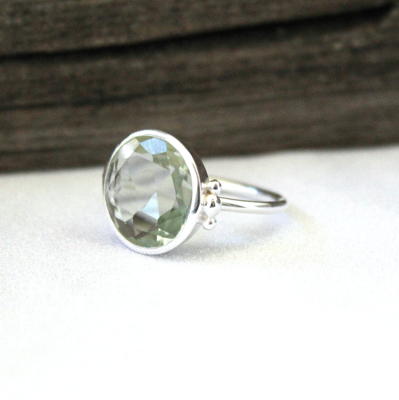 Green Amethyst Prasiolite Ring, Green Gemstone Rings, Anniversary Gift, Handmade jewelry, designer ring