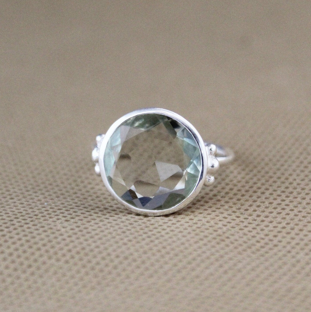 Green Amethyst Prasiolite Ring, Green Gemstone Rings, Anniversary Gift, Handmade jewelry, designer ring