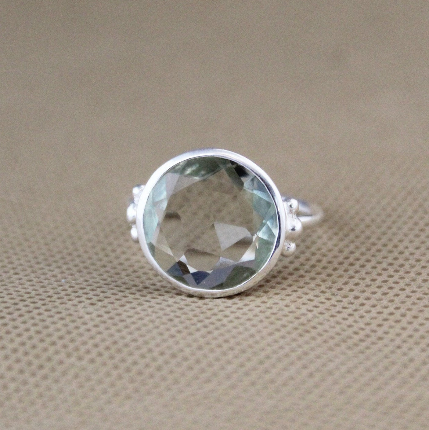 Green Amethyst Prasiolite Ring, Green Gemstone Rings, Anniversary Gift, Handmade jewelry, designer ring