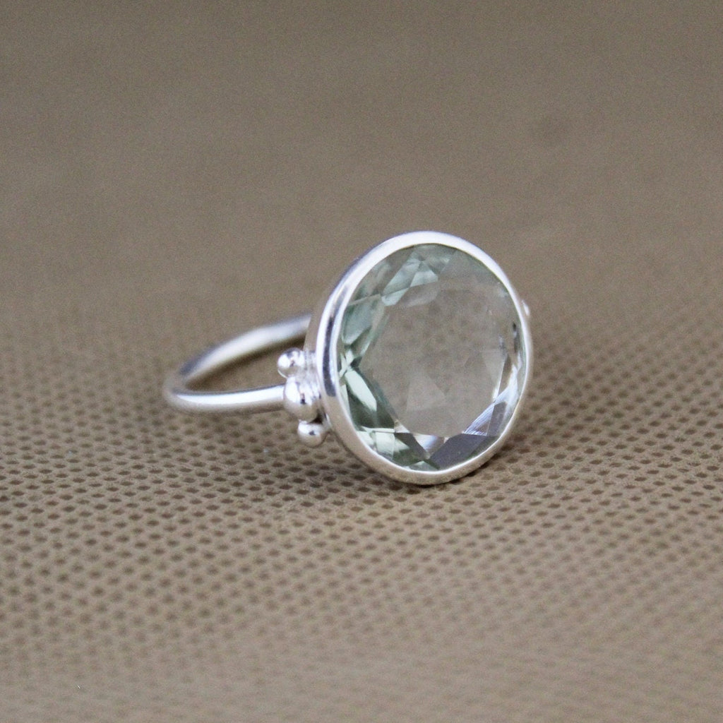 Green Amethyst Prasiolite Ring, Green Gemstone Rings, Anniversary Gift, Handmade jewelry, designer ring
